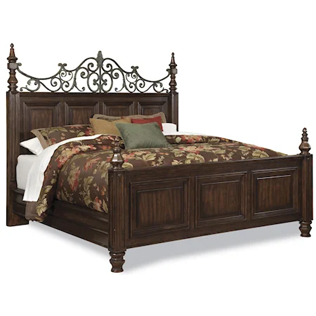 California King-Size Panel Bed with Metal